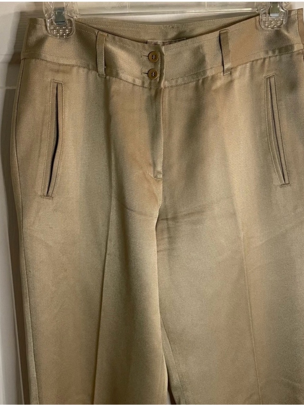 Tommy Bahama Tan preppy neutral minimalist silk blend trouser pants size 2